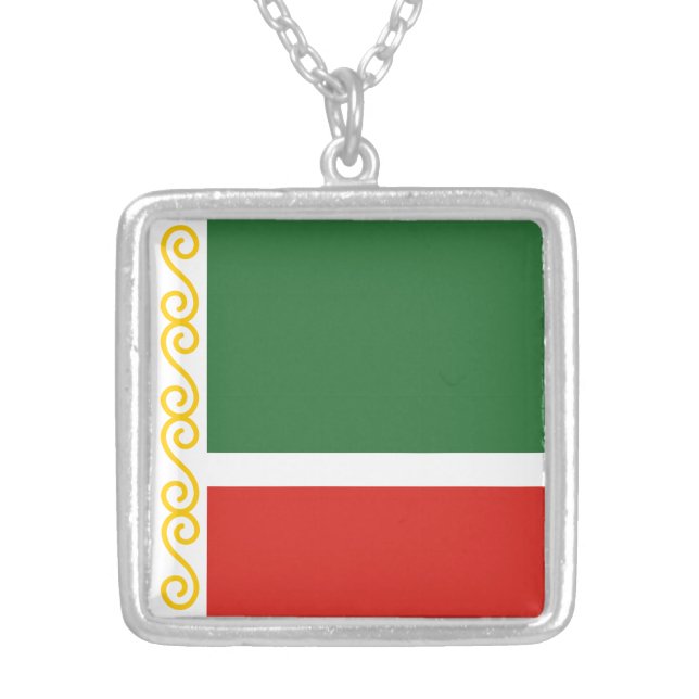 Chechnya Flag Silver Plated Necklace (Front)