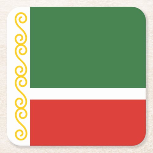 Chechnya Flag Square Paper Coaster