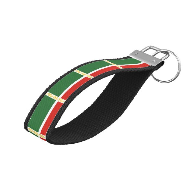 Chechnya Flag Wrist Keychain (Angled Up)