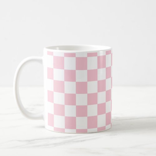 Check Baby Pink And White Checkerboard Pattern Coffee Mug
