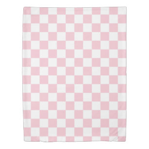 Check Baby Pink And White Checkerboard Pattern Duvet Cover