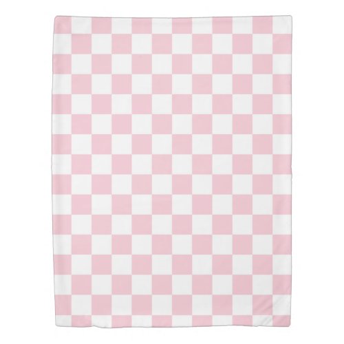 Check Baby Pink And White Checkerboard Pattern Duvet Cover