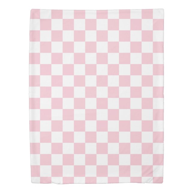 Check Baby Pink And White Checkerboard Pattern Duvet Cover (Front)