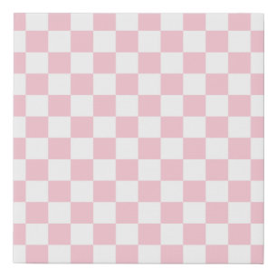 Check Baby Pink And White Checkerboard Pattern Faux Canvas Print