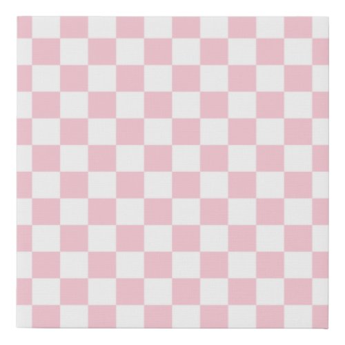 Check Baby Pink And White Checkerboard Pattern Faux Canvas Print