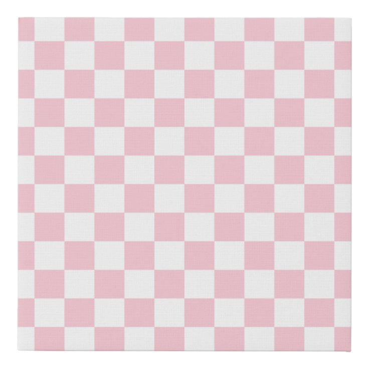 Check Baby Pink And White Checkerboard Pattern Faux Canvas Print | Zazzle