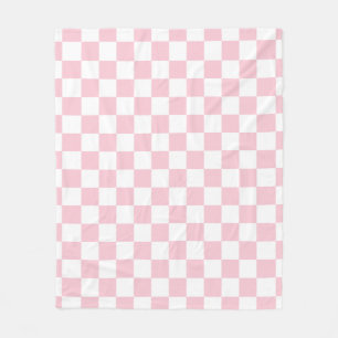Check Baby Pink And White Checkerboard Pattern Fleece Blanket