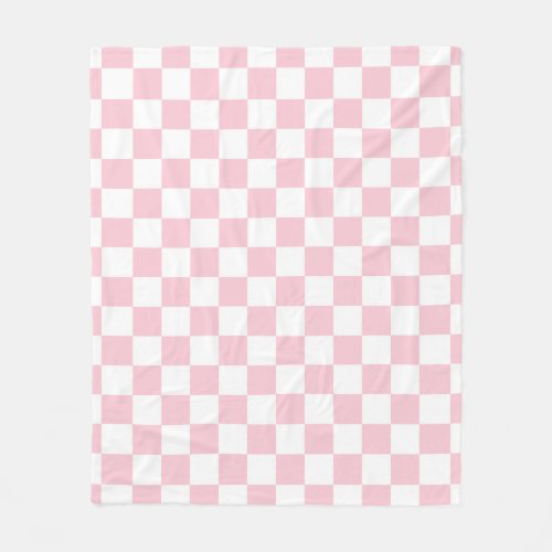 Check Baby Pink And White Checkerboard Pattern Fleece Blanket