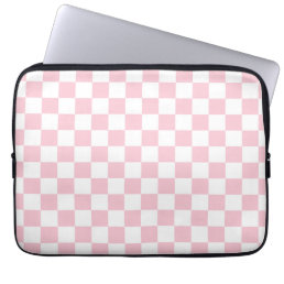 Check Baby Pink And White Checkerboard Pattern Laptop Sleeve
