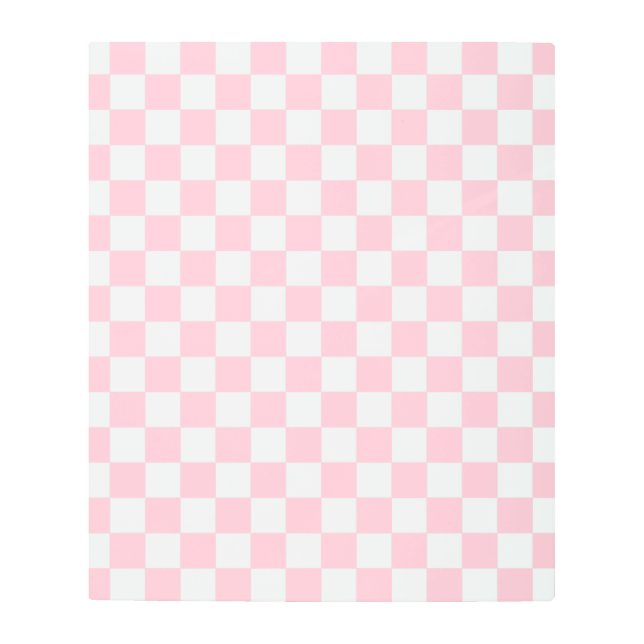 Check Baby Pink And White Checkerboard Pattern Metal Print (Front)