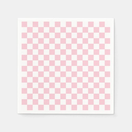 Check Baby Pink And White Checkerboard Pattern Napkins