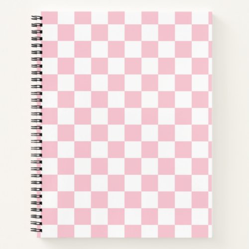 Check Baby Pink And White Checkerboard Pattern Notebook