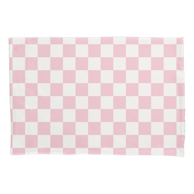 Check Baby Pink And White Checkerboard Pattern Pillow Case (Front)