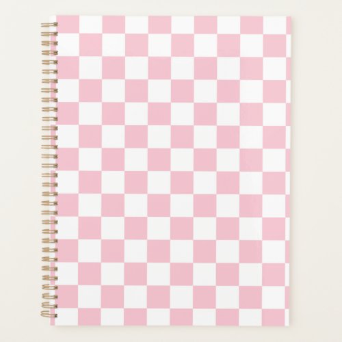 Check Baby Pink And White Checkerboard Pattern Planner