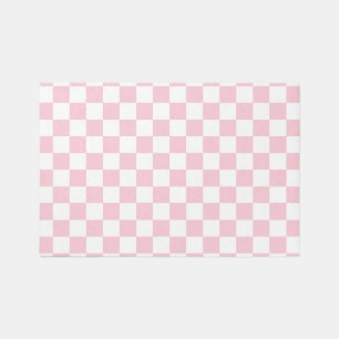 Check Baby Pink And White Checkerboard Pattern Rug