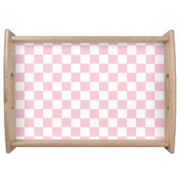 Check Baby Pink And White Checkerboard Pattern Serving Tray