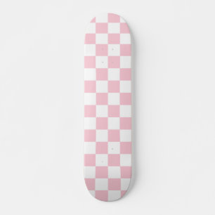 Check Baby Pink And White Checkerboard Pattern Skateboard