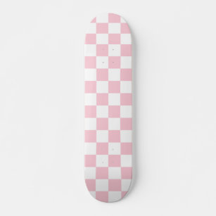 Check Baby Pink And White Checkerboard Pattern Skateboard