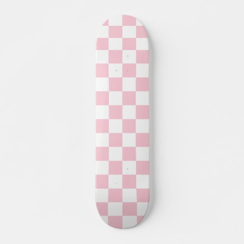 Check Baby Pink And White Checkerboard Pattern Skateboard