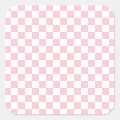 Check Baby Pink And White Checkerboard Pattern Square Sticker