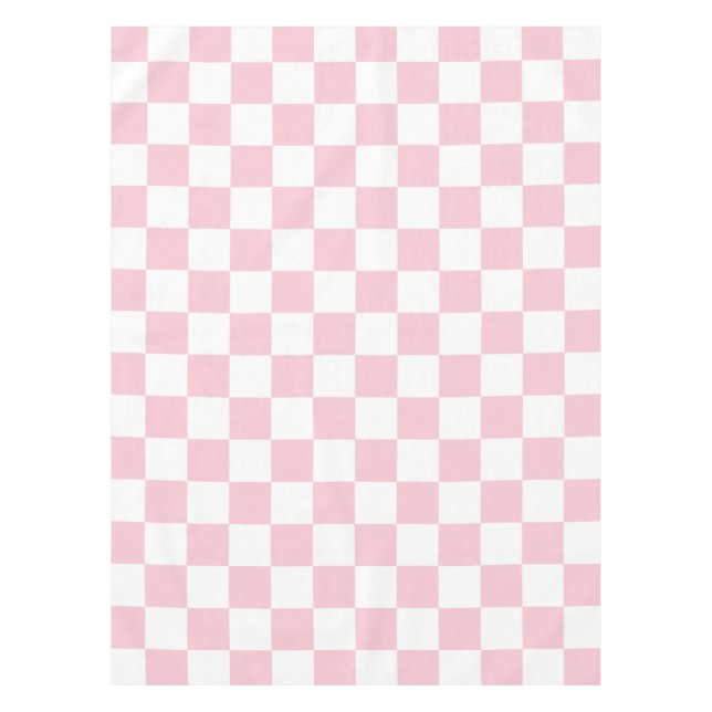 Check Baby Pink And White Checkerboard Pattern Tablecloth (Front)