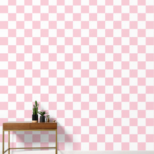 Check Baby Pink And White Checkerboard Pattern Wallpaper