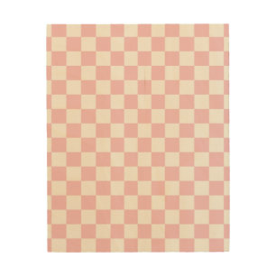 Check Baby Pink And White Checkerboard Pattern Wood Wall Art