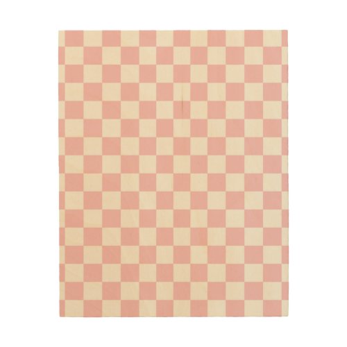 Check Baby Pink And White Checkerboard Pattern Wood Wall Art