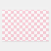 Check Baby Pink And White Checkerboard Pattern Wrapping Paper Sheets (Front 3)