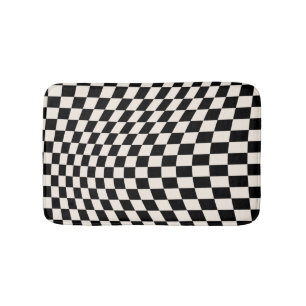 Check Black And Cream White Pattern Checkerboard Bath Mat