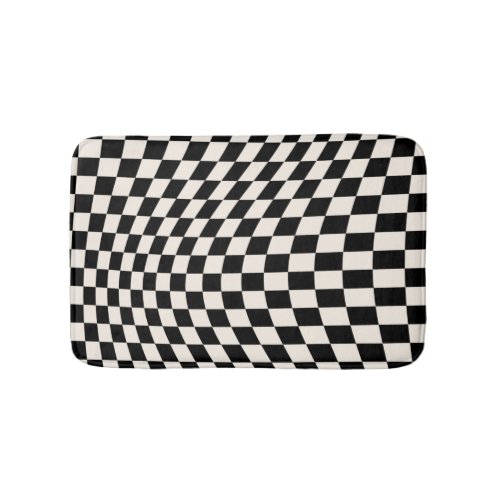 Check Black And Cream White Pattern Checkerboard Bath Mat