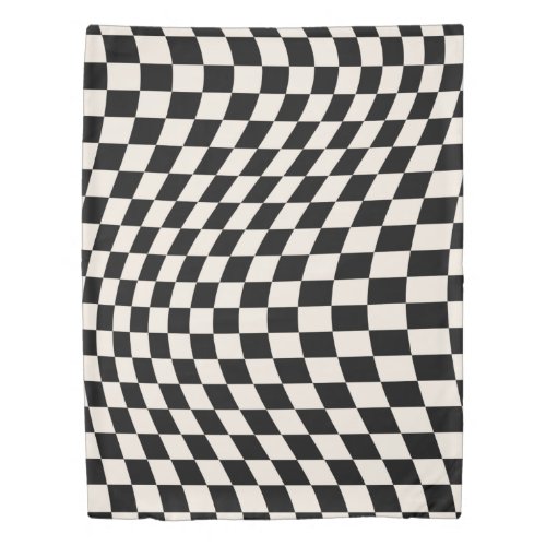 Check Black And Cream White Pattern Checkerboard Duvet Cover