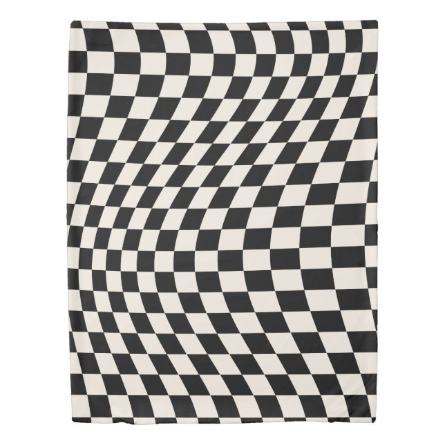 Check Black And Cream White Pattern Checkerboard Duvet Cover (Front)