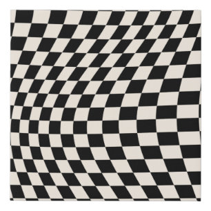 Check Black And Cream White Pattern Checkerboard Faux Canvas Print