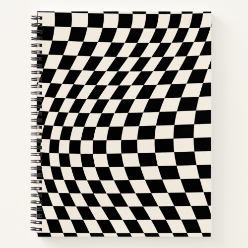 Check Black And Cream White Pattern Checkerboard Notebook