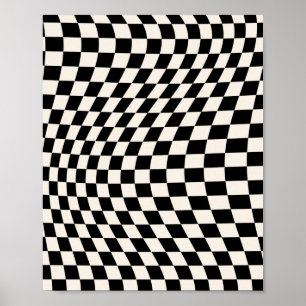 Check Black And Cream White Pattern Checkerboard Poster