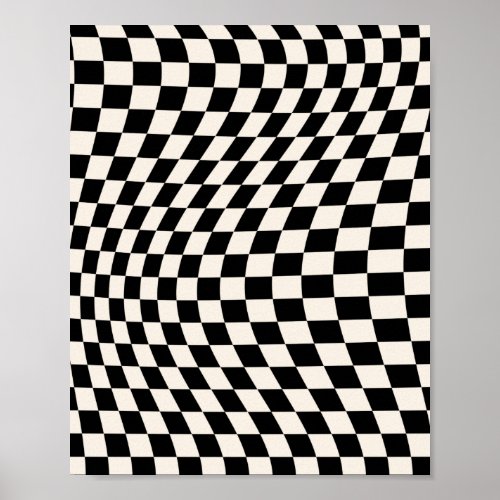 Check Black And Cream White Pattern Checkerboard Poster