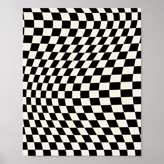 Check Black And Cream White Pattern Checkerboard Poster (Front)