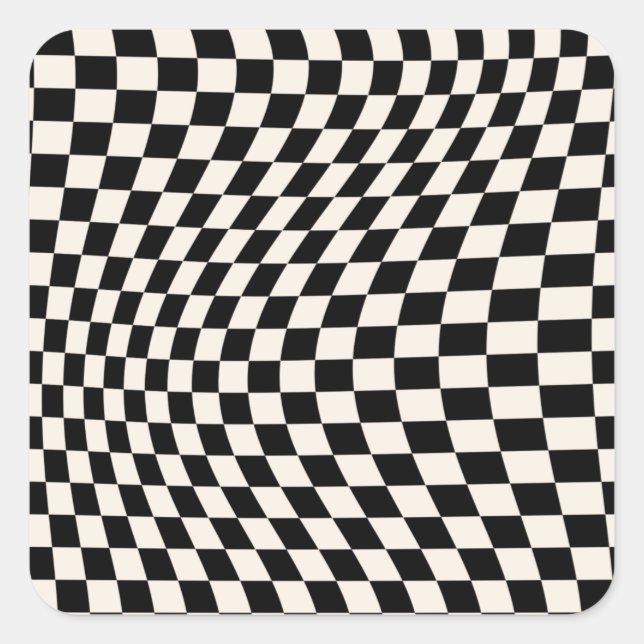 Check Black And Cream White Pattern Checkerboard Square Sticker (Front)
