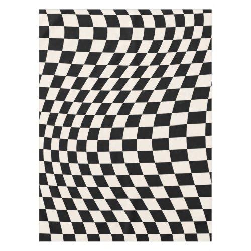 Check Black And Cream White Pattern Checkerboard Tablecloth