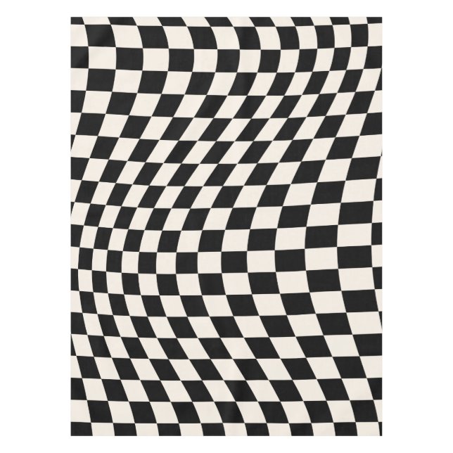 Check Black And Cream White Pattern Checkerboard Tablecloth (Front)
