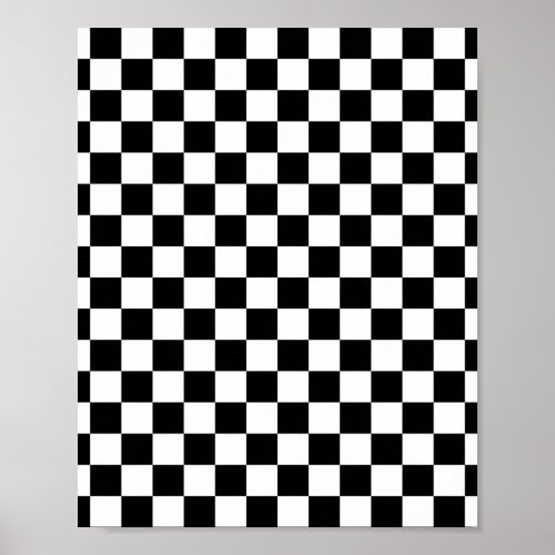Check Black White Checkered Pattern Checkboard Poster