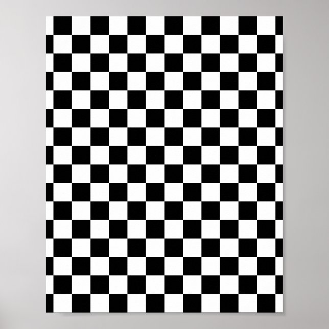 Check Black White Checkered Pattern Checkboard Poster (Front)