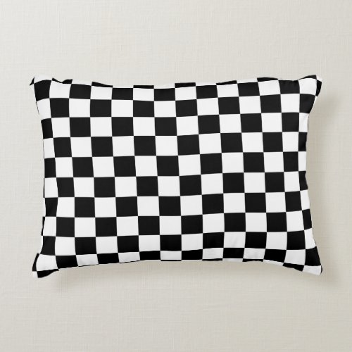 Check Black White Checkered Pattern Checkerboard Accent Pillow