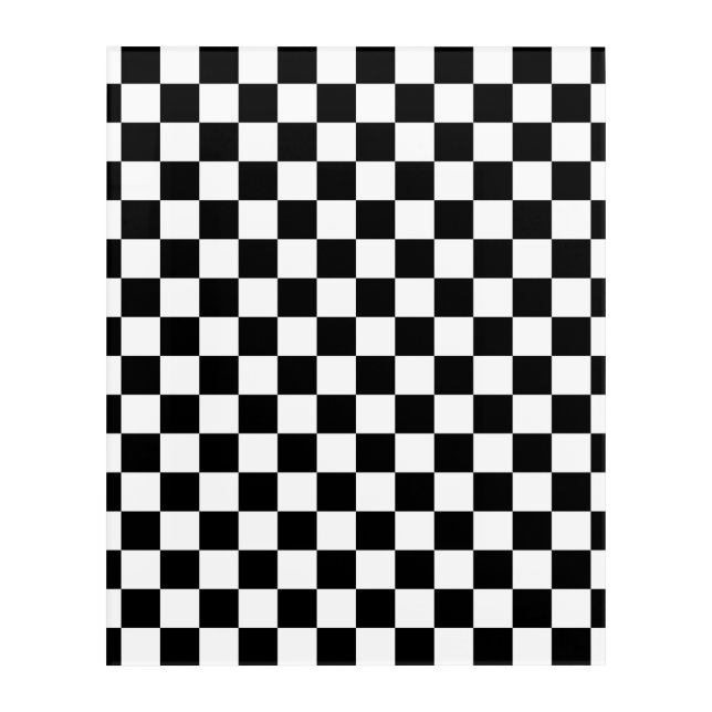 Check Black White Checkered Pattern Checkerboard Acrylic Print (Front)