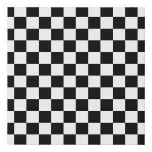 Check Black White Checkered Pattern Checkerboard Faux Canvas Print