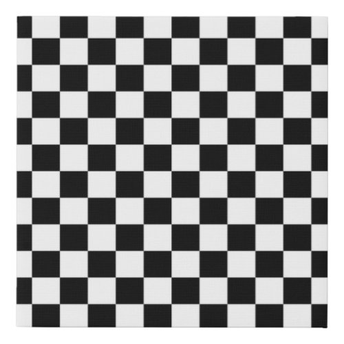 Check Black White Checkered Pattern Checkerboard Faux Canvas Print