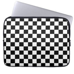 Check Black White Checkered Pattern Checkerboard Laptop Sleeve