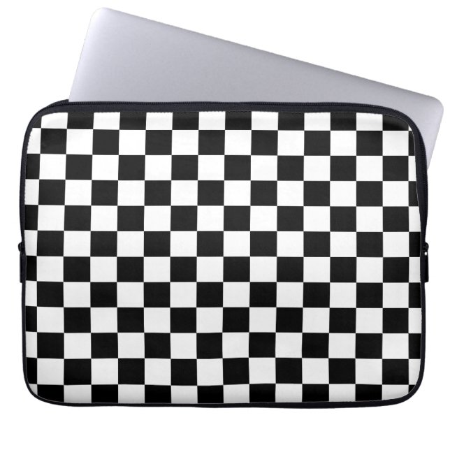 Check Black White Checkered Pattern Checkerboard Laptop Sleeve (Front)