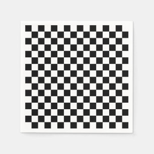 Check Black White Checkered Pattern Checkerboard Napkins